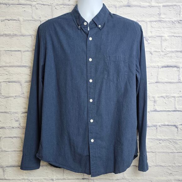 J Crew Mercantile Shirt Mens Size Large Slim Blue Long Sleeve Flex Button Down - Picture 1 of 16
